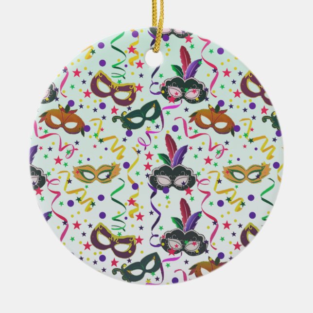 Festiv maskeringsmask och konfetti Mönster Julgransprydnad Keramik (Framsidan)