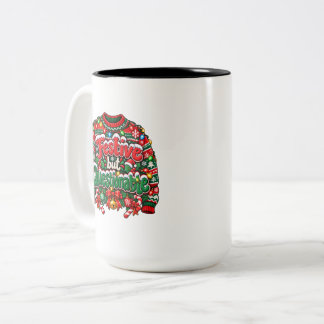 Festiv men tveksam lustig ful jul Två-Tonad mugg
