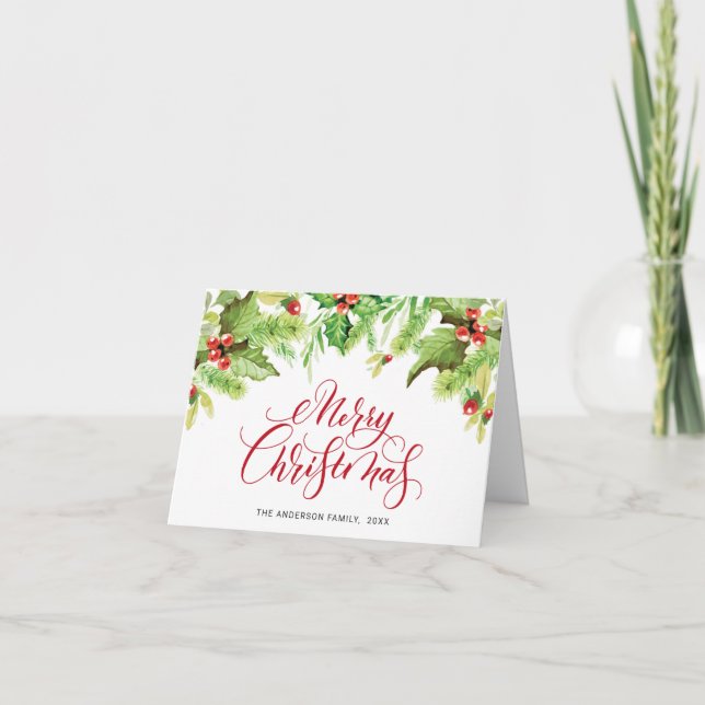 Festiv Mistel Holly Bär Julhälsning H Helgkort (Framsida)