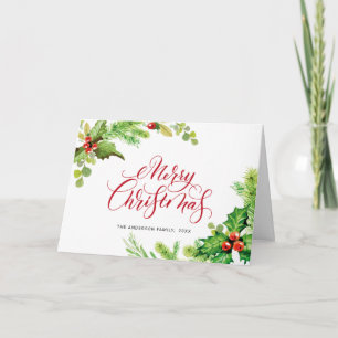 Festiv Mistel Holly Bär Julhälsning Helgkort