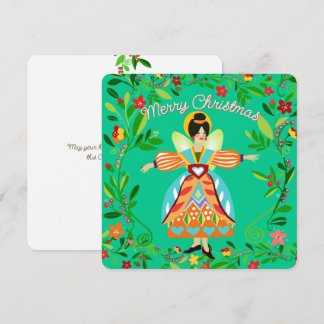 Festiv Modern Folklig Ängel Tangerin Platt Julkort