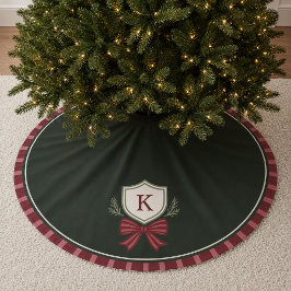 Festiv modern monogram krönings julträdsmattor julgransmatta borstad polyester