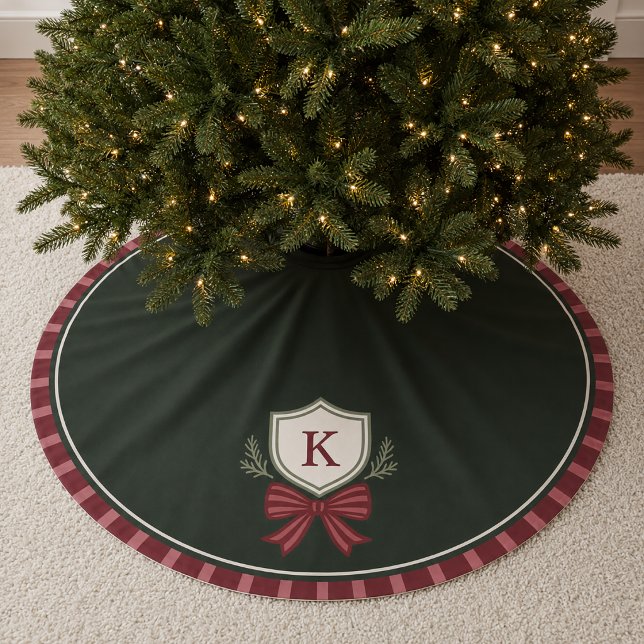 Festiv modern monogram krönings julträdsmattor julgransmatta borstad polyester (Skapare uppladdad)
