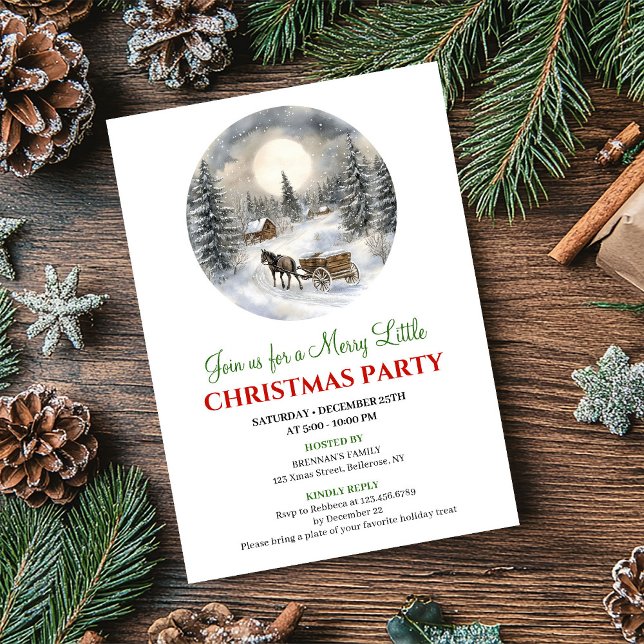 Festiv mysig vinterscen julinbjudan inbjudningar (Festive Cozy Winter Scene Christmas Invitation)