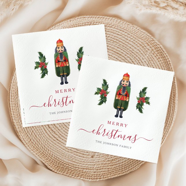 Festiv nötknäckare God Jul Pappersservett (Festive Nutcracker Merry Christmas Napkins)