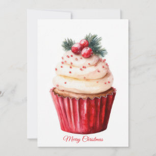 Festiv och elegant jul Cupcake hälsning Julkort