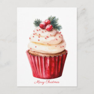 Festiv och elegant jul Cupcake hälsning Vykort