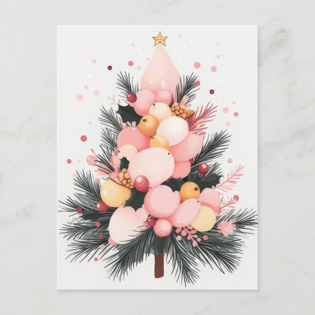 Festiv och elegant julhälsningskort vykort (Framsida)