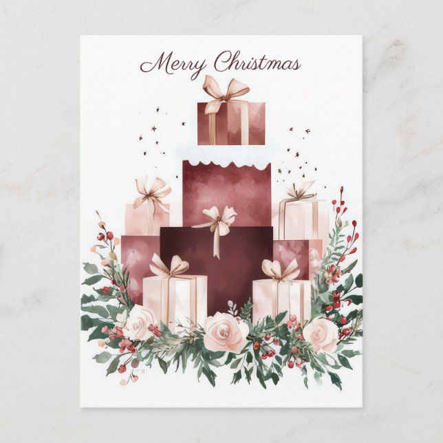 Festiv och elegant julhälsningskort vykort (Framsida)