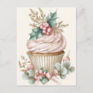 Festiv och elegant Pastell jul Cupcake Helg Vykort