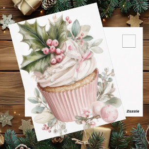 Festiv och elegant Pastell Jul Cupcake Vykort