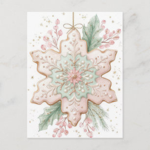 Festiv och elegant Pastell Jul Snöflinga Vykort