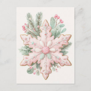 Festiv och elegant Pastell Jul Snöflinga Vykort