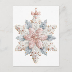 Festiv och elegant Pastell Jul Snöflinga Vykort