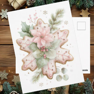 Festiv och elegant Pastell Jul Snöflinga Vykort