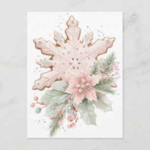 Festiv och elegant Pastell Jul Snöflinga Vykort