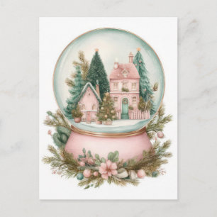 Festiv och elegant Pastell Jul Snöglob Vykort