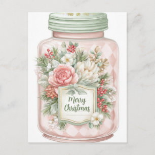 Festiv och elegant pastell julgodisburk helg vykort