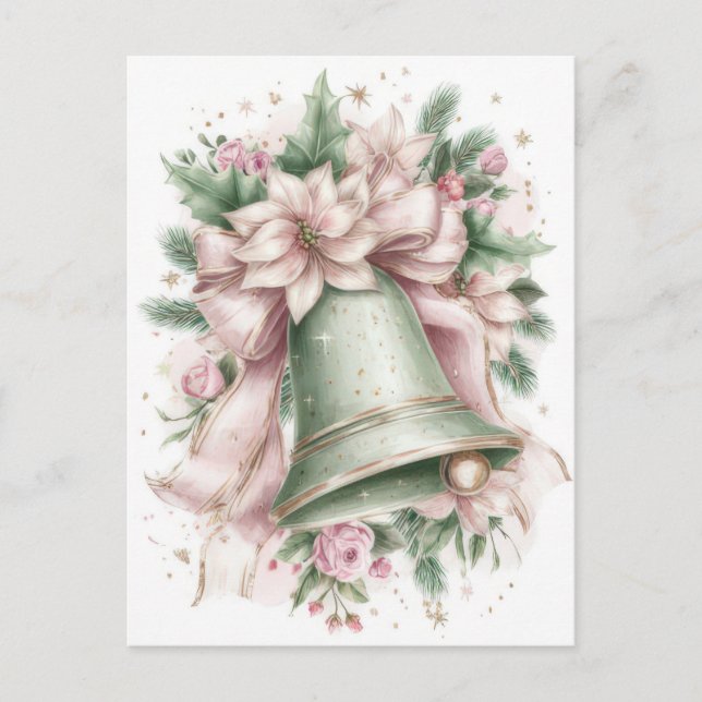 Festiv och elegant Pastell Julklocka Vykort (Framsida)