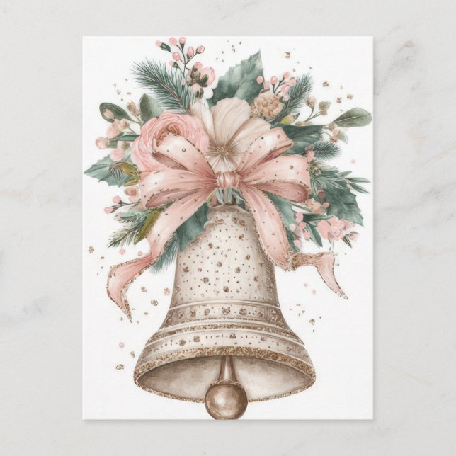 Festiv och elegant Pastell Julklocka Vykort (Framsida)
