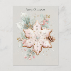 Festiv och elegant Pastell Julsnöflinga Vykort
