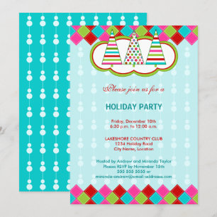 Festiv och färglös Julhelg Party Inbjudningar