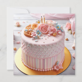 FESTIV OCH FEMININE ROSA BLOMMIGT BIRTHDAY KORT