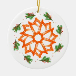 Festiv Orange Blommig Julgransprydnad Keramik