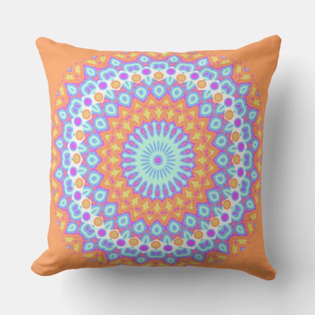 Festiv Orange Rosa Mandala Design 2 Utomhuskudde (Framsida)