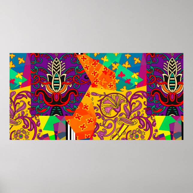 Festiv patchwork i indisk, turkisk, italiensk, por poster (Framsidan)