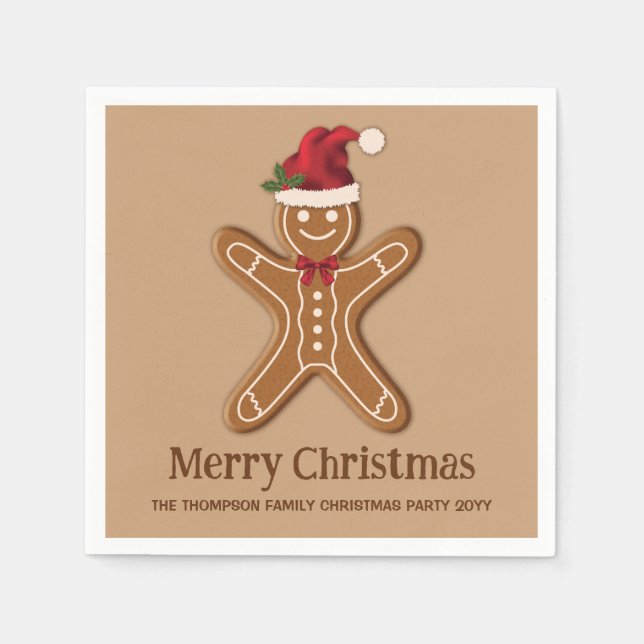 Festiv pepparkaks julcookie med text pappersservett (Framsidan)