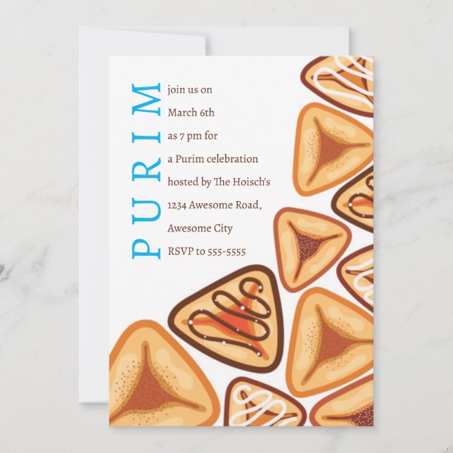Festiv Purim Hamentashen-inbjudan Inbjudningar (Framsida)