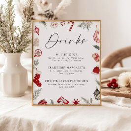 Festiv ram i akvarell julfest drinkar poster