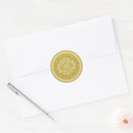 Festiv Ramdekorerad Ram Monogram Elegant Julhögtid Runt Klistermärke
