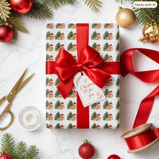 Festiv Rävgaveförpackning Julstämning Presentpapper (Skapare uppladdad)