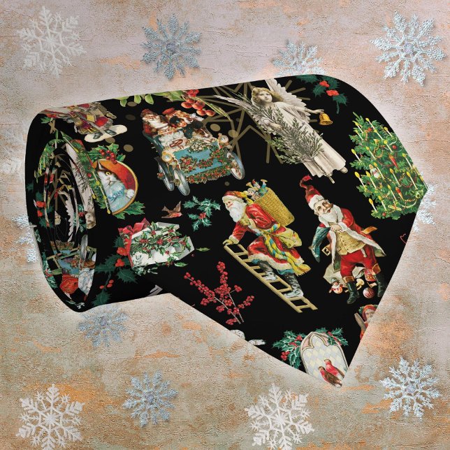 Festiv Retro Julmönster Slips (Festive Vintage Retro Christmas Pattern Neck Tie)