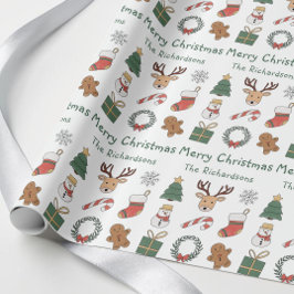 Festiv röd grön glad jul högtidlig mönster presentpapper