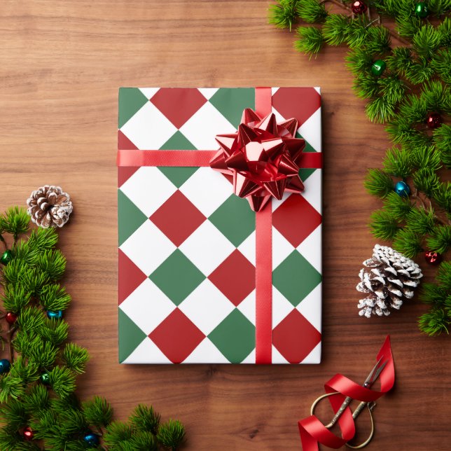 Festiv röd grön rutig mönster jul presentpapper (Julgåva)