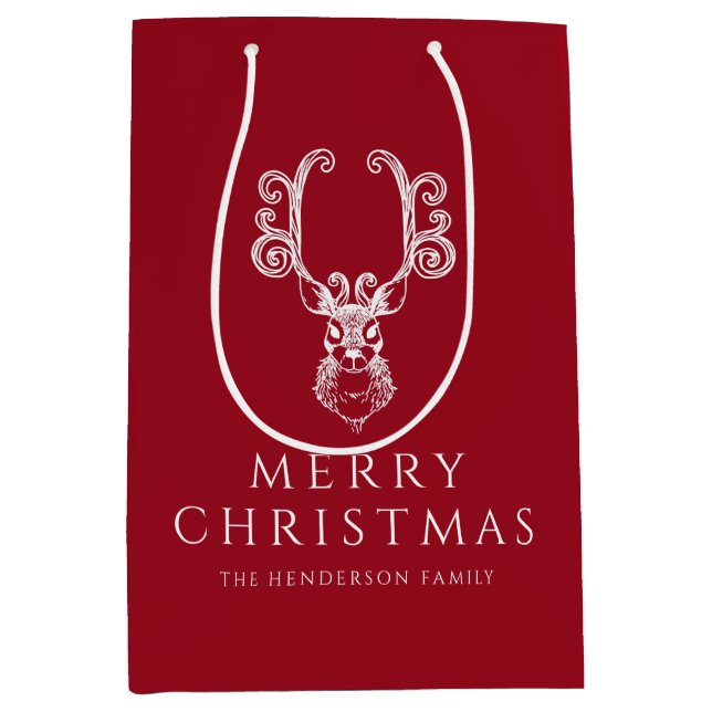 Festiv röd hjort God Jul  (Framsidan)