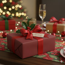 Festiv röd magisk julklappspapper glädje
