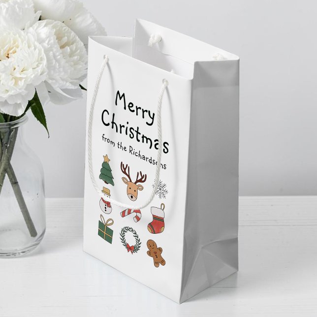 Festiv röd och grön glad jul semester (Festive Red and Green Merry Christmas Holiday Small Gift Bag)