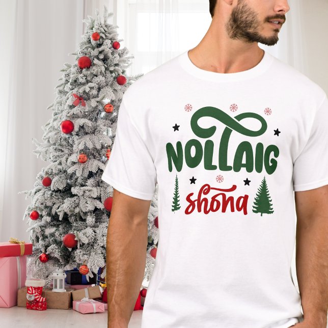 Festiv röd och grön Nollaig Shona T Shirt (Skapare uppladdad)