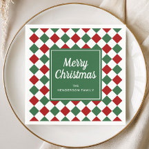 Festiv röd och grön rutig god jul