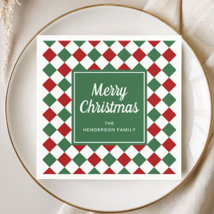 Festiv röd och grön rutig god jul pappersservett