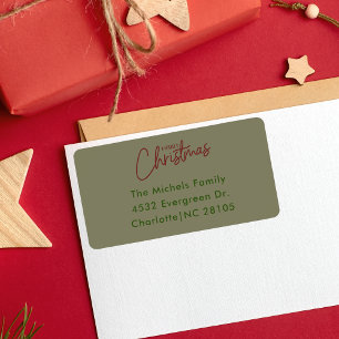 Festiv röd och grön typografi Säsongsbetonad jul Adressetikett