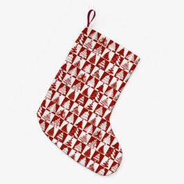 Festiv röd och vit julgran mönster liten julstrumpa