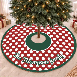 Festiv röd prickig julfirande julgransmatta fleece