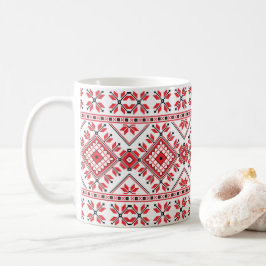 Festiv röd svart Fair Isle snöflinga konst motiv Kaffemugg