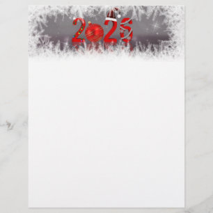 Festiv röd Xmas Nyår 2026 brevpapper