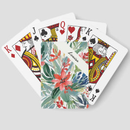 Festiv röda julstjärna Eleganta akvarellblommor Casinokort
